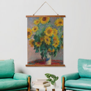 Bouquet of Sunflowers by Claude Monet Hanging Tapestry