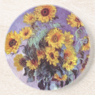 Bouquet of Sunflowers by Claude Monet, Vintage Art Coaster