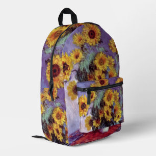 Bouquet of Sunflowers by Claude Monet, Vintage Art Printed Backpack