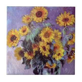 Bouquet of Sunflowers by Claude Monet, Vintage Art Tile