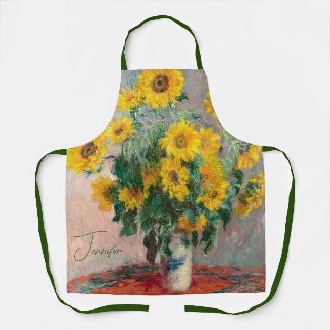 Bouquet of Sunflowers by Monet Impressionist Art Apron (Front)
