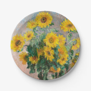 Bouquet of Sunflowers by Monet Impressionist Art Paper Plate