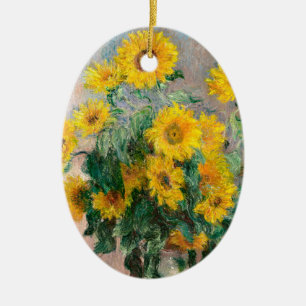 Bouquet of Sunflowers by Monet Impressionist Ceramic Tree Decoration