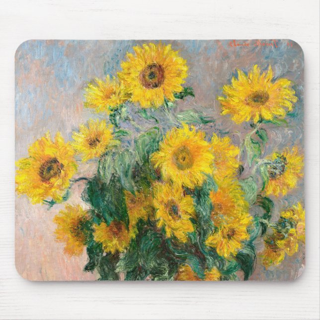Bouquet of Sunflowers by Monet Impressionist Mouse Mat (Front)