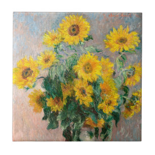Bouquet of Sunflowers by Monet Impressionist Tile