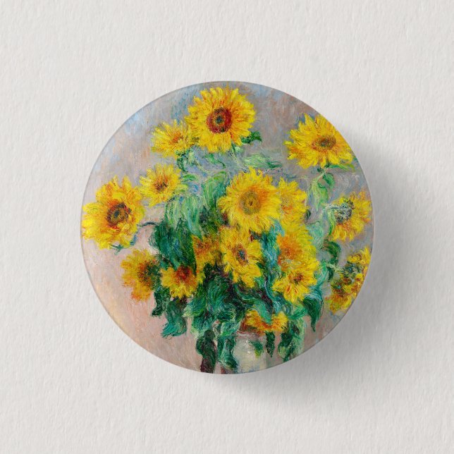 Bouquet of Sunflowers Claude Monet    3 Cm Round Badge (Front)