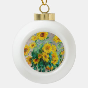 Bouquet of Sunflowers Claude Monet Ceramic Ball Christmas Ornament