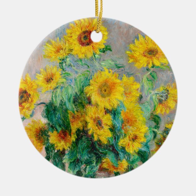 Bouquet of Sunflowers Claude Monet  Ceramic Tree Decoration (Front)