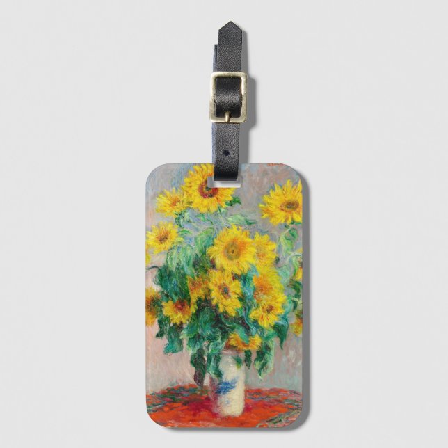 Bouquet of Sunflowers Claude Monet    Luggage Tag (Front Vertical)