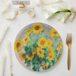 Bouquet of Sunflowers Claude Monet    Paper Plate