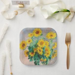 Bouquet of Sunflowers Claude Monet  Paper Plate