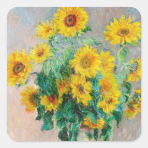 Bouquet of Sunflowers Claude Monet  Square Sticker