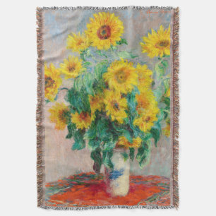 Bouquet of Sunflowers Claude Monet   Throw Blanket
