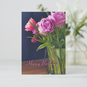 Bouquet of tulips Happy Birthday Thank You Card