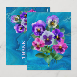 Bouquet of Violets Pansy Flowers THANK YOU Postcard