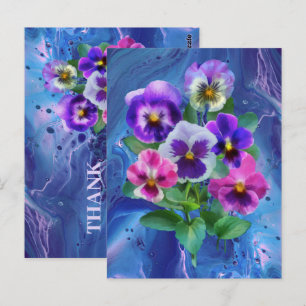 Bouquet of Violets Pansy Flowers THANK YOU Postcard