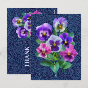 Bouquet of Violets Pansy Flowers THANK YOU Postcard