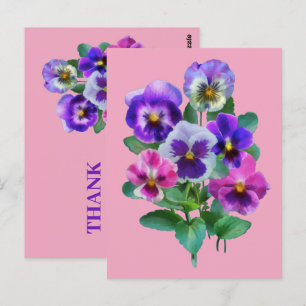 Bouquet of Violets Pansy Flowers THANK YOU Postcard