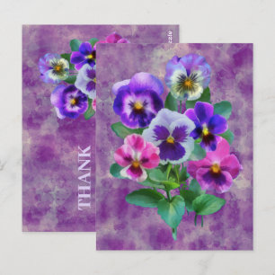 Bouquet of Violets Pansy Flowers THANK YOU Postcard