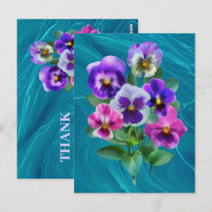 Bouquet of Violets Pansy Flowers THANK YOU Postcard