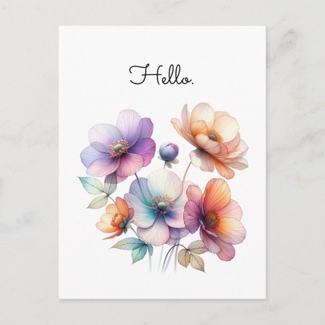 Bouquet of Watercolor Flowers Customisable Postcard (Front)