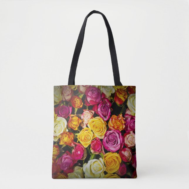 Bouquet Of White Pink Yellow Roses Flowers Tote Bag (Front)