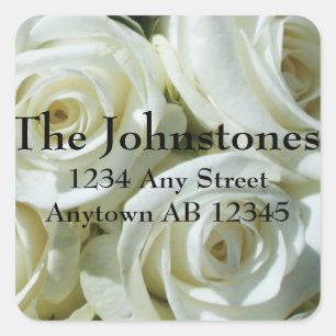 Bouquet of White Roses Wedding Address Label