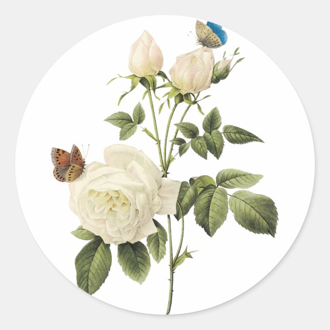 Bouquet of White Roses with Butterflies Sticker (Front)