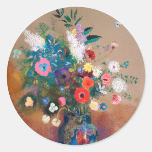 Bouquet Of Wild Field Flowers - Odilon Redon Classic Round Sticker