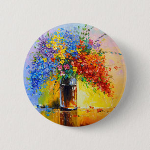 Bouquet of wild flowers 6 cm round badge