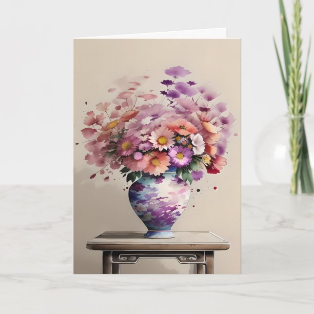 Bouquet on a Table Mother's Day Holiday Card (Front)