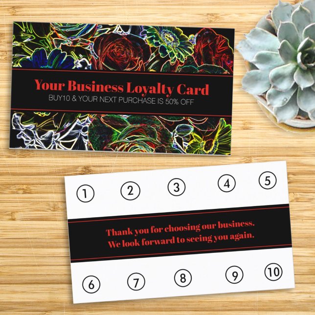Bouquet Outline Business Loyalty Punch Card (Creator Uploaded)