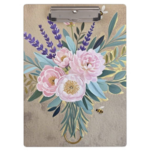 Bouquet peonies lavender flowers Rustic Clipboard