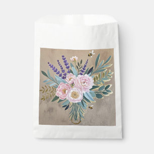 Bouquet peonies lavender flowers Rustic Favour Bags