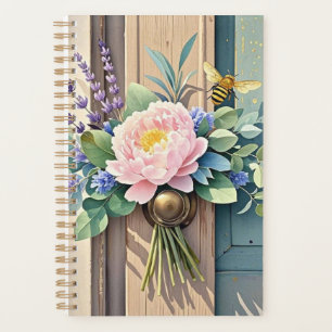 Bouquet peonies lavender flowers Rustic Planner