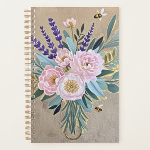 Bouquet peonies lavender flowers Rustic Planner