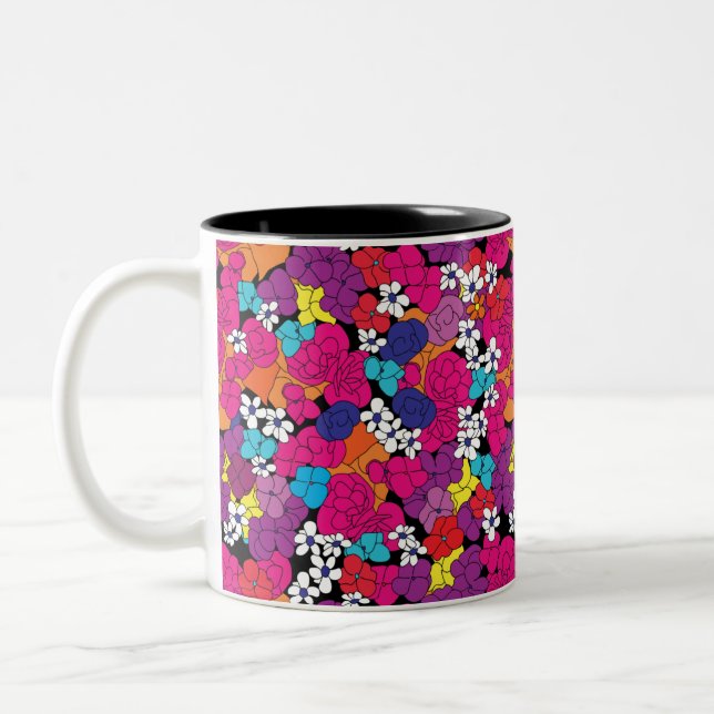Bouquet Pink and Purple Two-Tone Coffee Mug (Left)