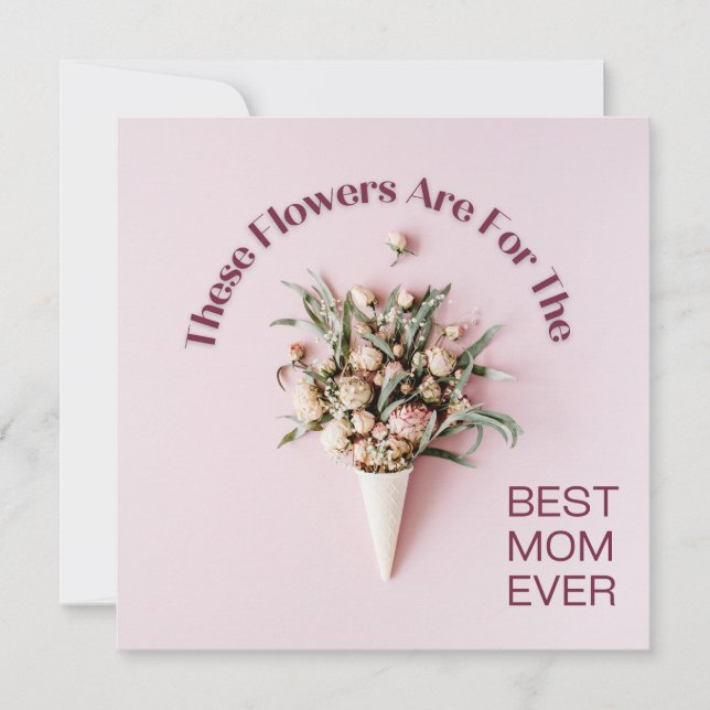 Bouquet Pink Personalised Mother's day Greeting Invitation (Front)