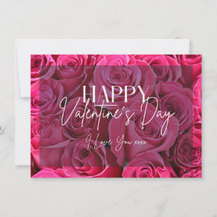 Bouquet Pink Roses Happy Valentine's Day Card