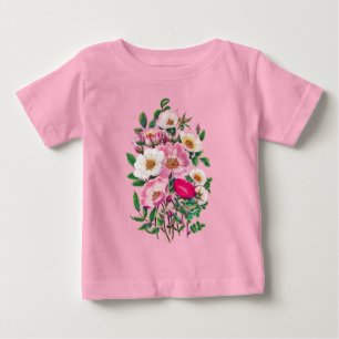 Bouquet Pink & White Wild Rose Flowers Baby T-Shirt