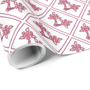 Bouquet Print Red Wrapping Paper