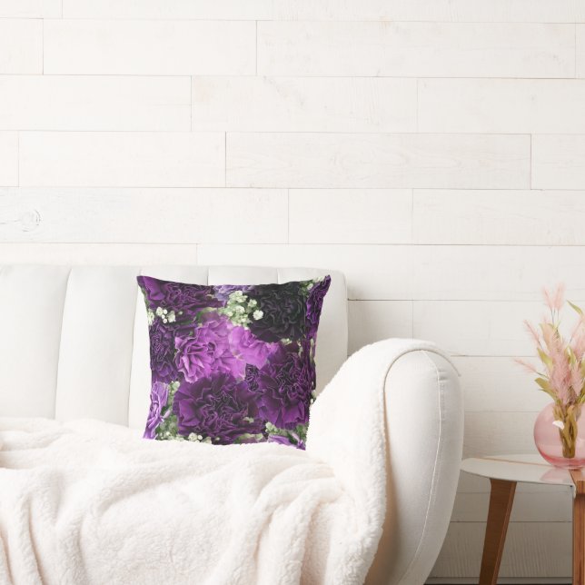 Bouquet Purple Carnations Cushion (Couch)