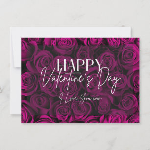 Bouquet Purple Roses Happy Valentine's Day Card