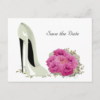 Bouquet Roses and Wedding Stiletto Gifts Announcement Postcard