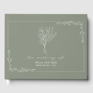 Bouquet Sage Green Wedding Floral Guest Book