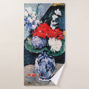 Bouquet with Little Delft, Paul Cezanne Bath Towel