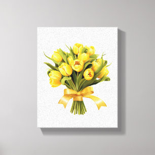Bouquet Yellow Tulips Floral Flower  Canvas Print