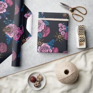 Bouquets and tarantula 2 wrapping paper