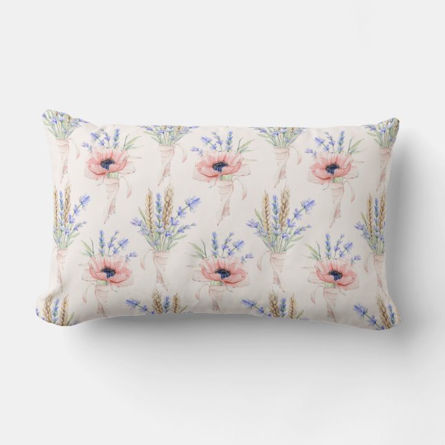 Bouquets of Lavender Provence Floral Throw Pillow (Front)