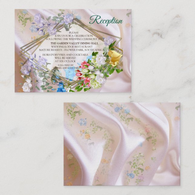 Bouquets of Multi-colour Roses  on Silk textures Enclosure Card (Front/Back)